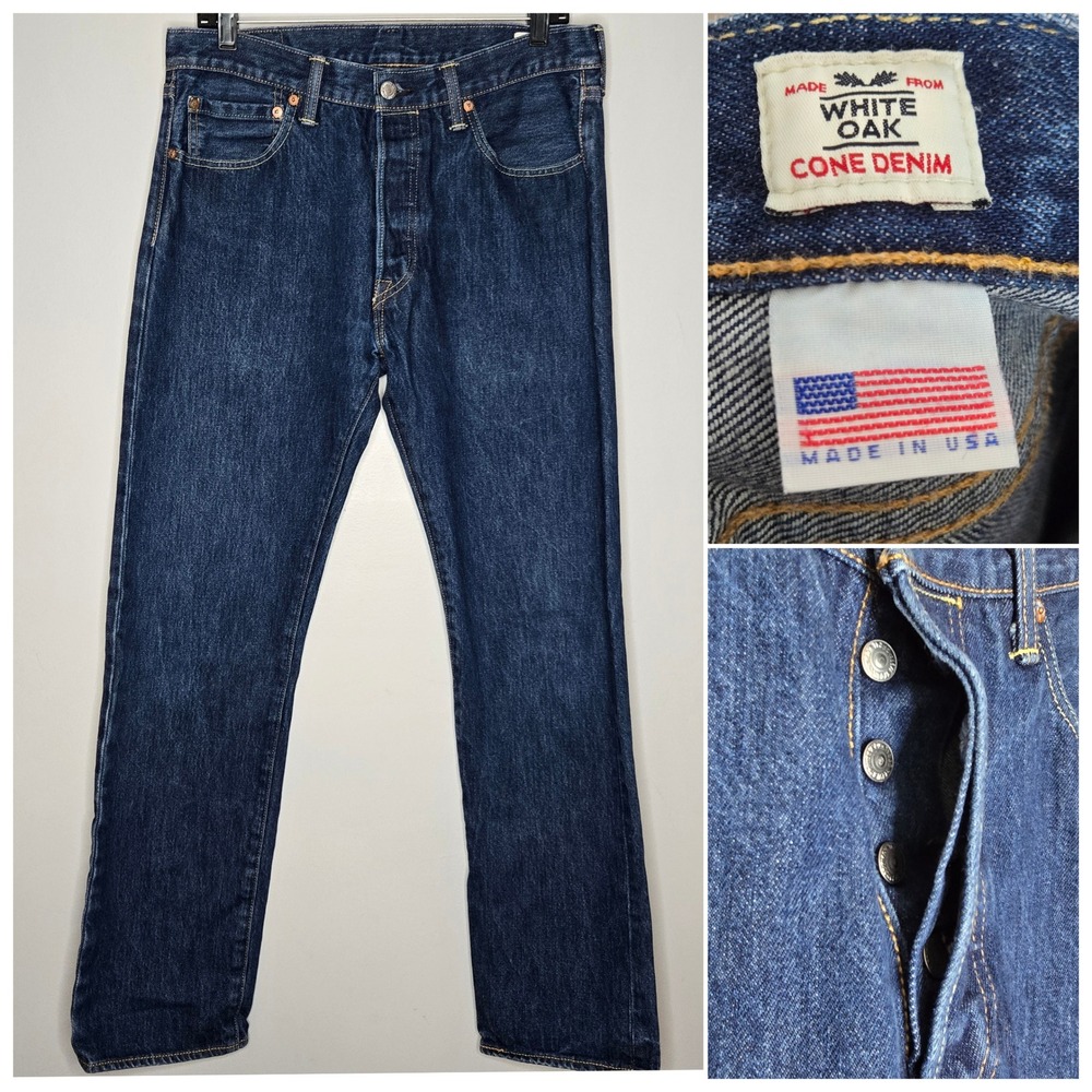 Rare Levi's 501 White Oak Cone Denim Jeans Made in USA Straight Indigo 33x32